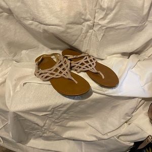 sandals are sparkling rose color only worn once